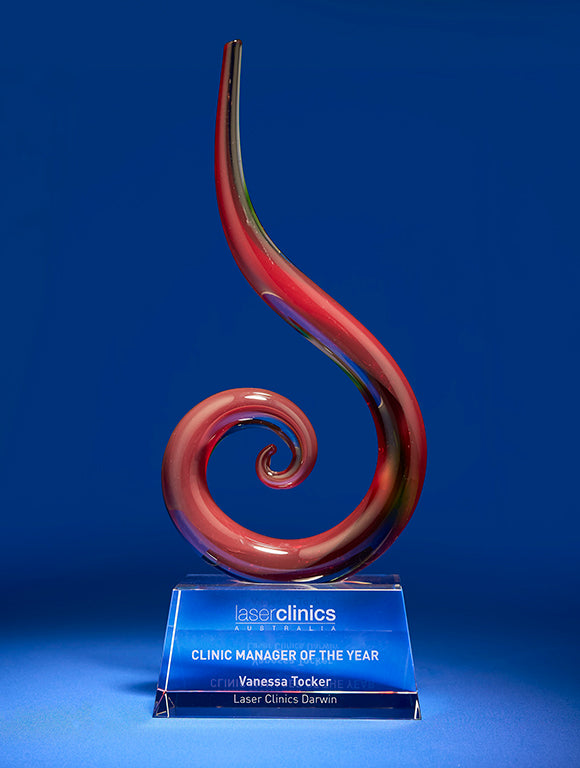 Bravo Scarlet Spiral Sculpture Glass Trophy