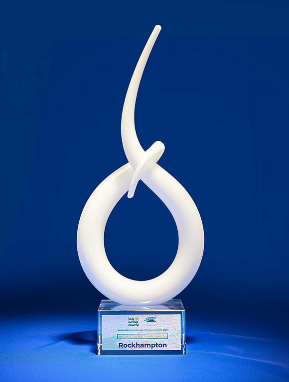 Bravo White Glass Spiral Award on Crystal Base