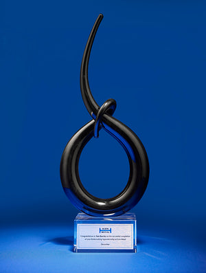 Bravo Black Glass Spiral Award on Crystal Base