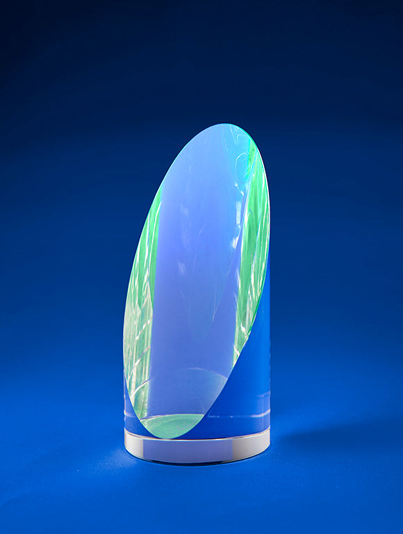 Bravo Sliced Cylinder Crystal Trophy - Medium Wide