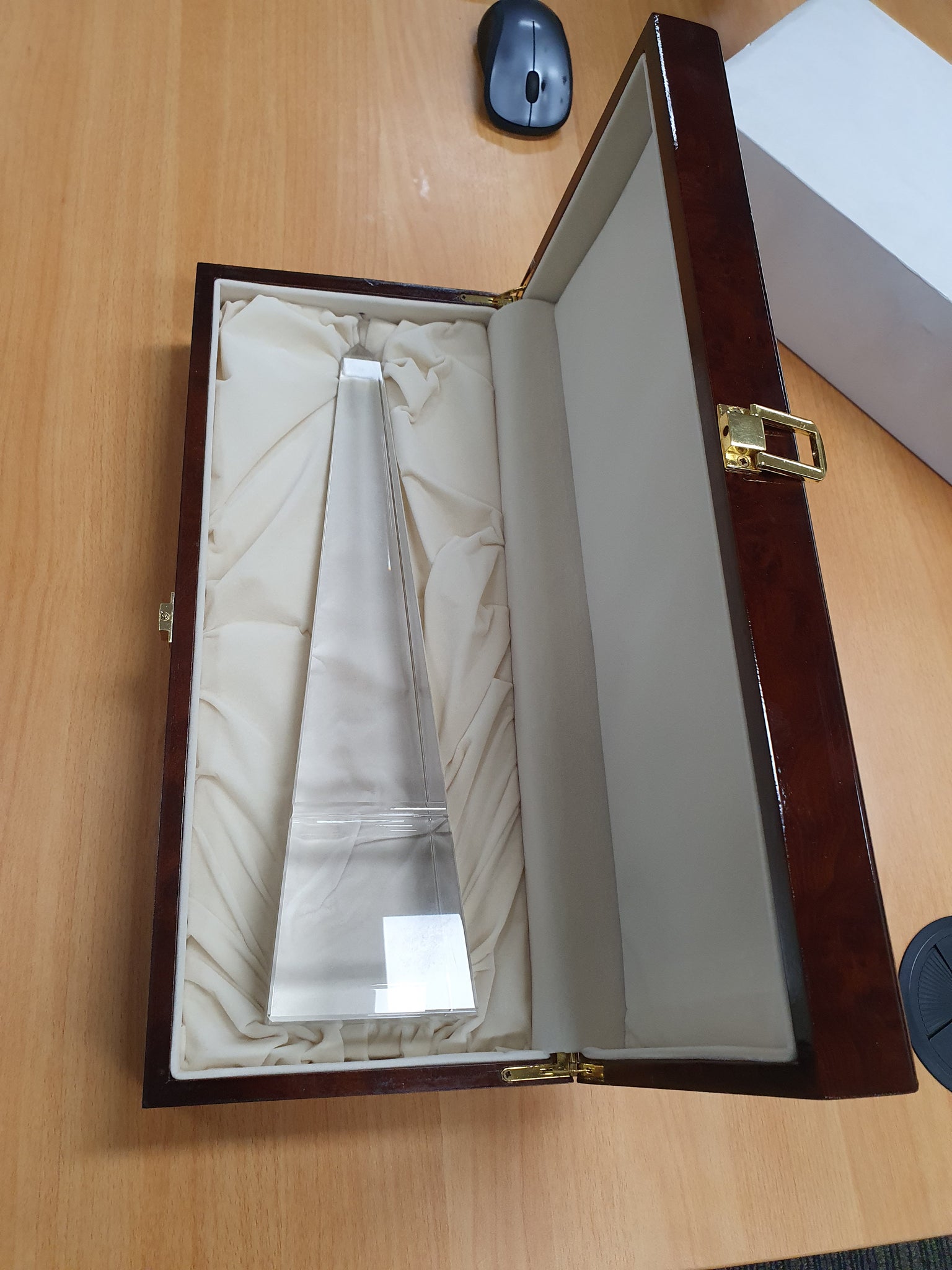 Bravo Obelisk Crystal Trophy in Timber Box